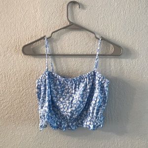 Blue/white floral crop top